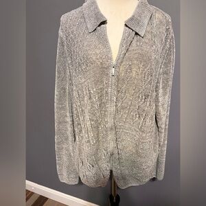 Alfred Dunner lightweight zip front sweater size large